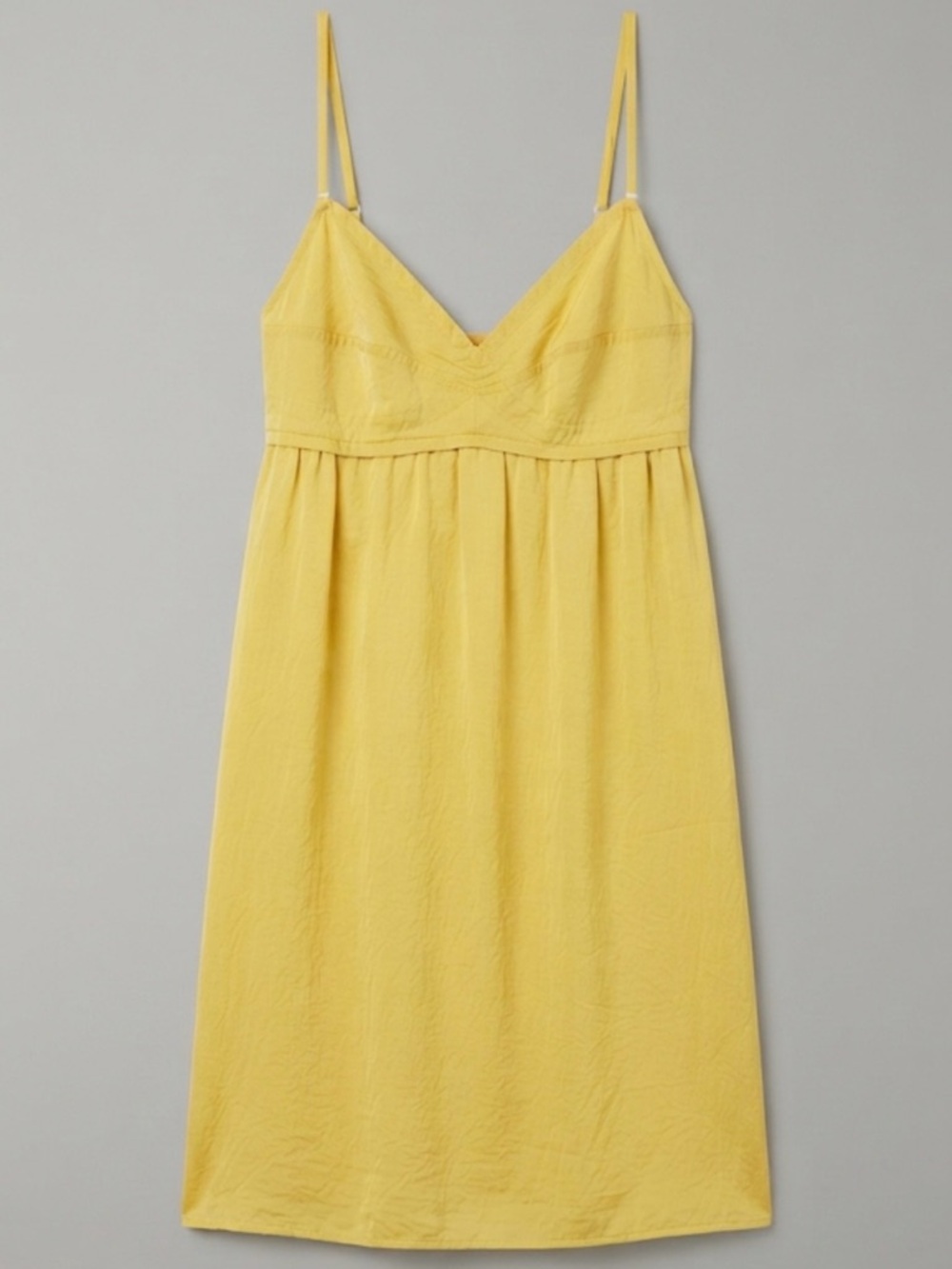 JILL STUART SZ 8 - 100% SILK Sunny Yellow Spaghetti Strap Dress Open Back